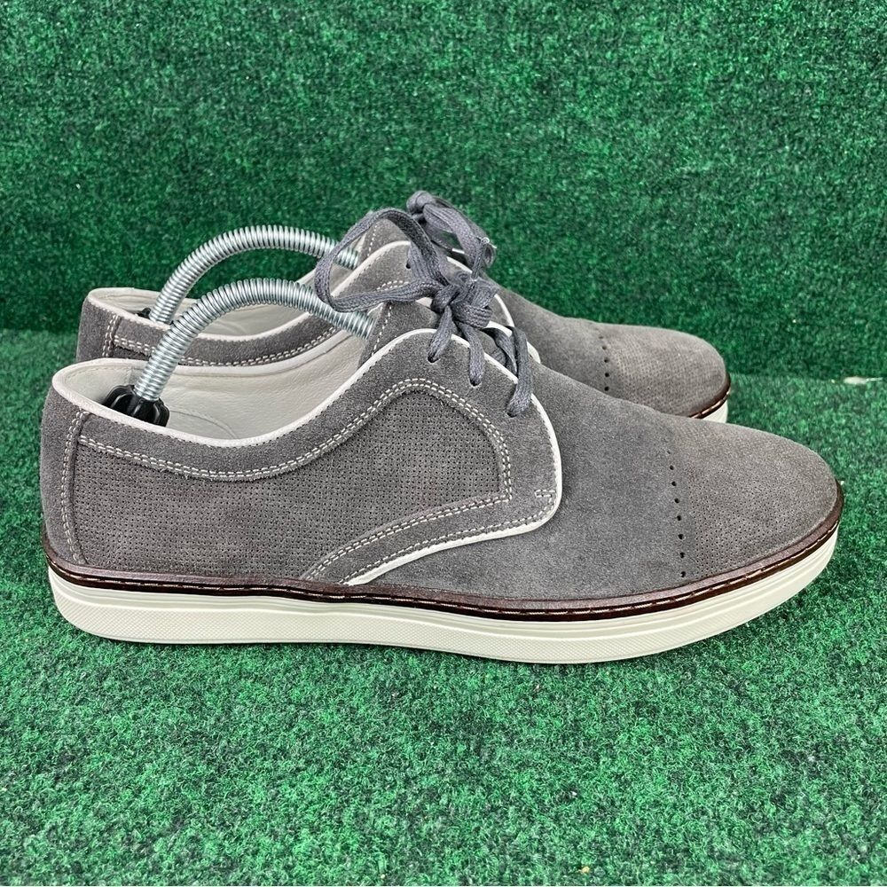 JOHNSTON & MURPHY Men Sneakers McGuffey Size 9 M Grey Cap-Toe Lace-Up